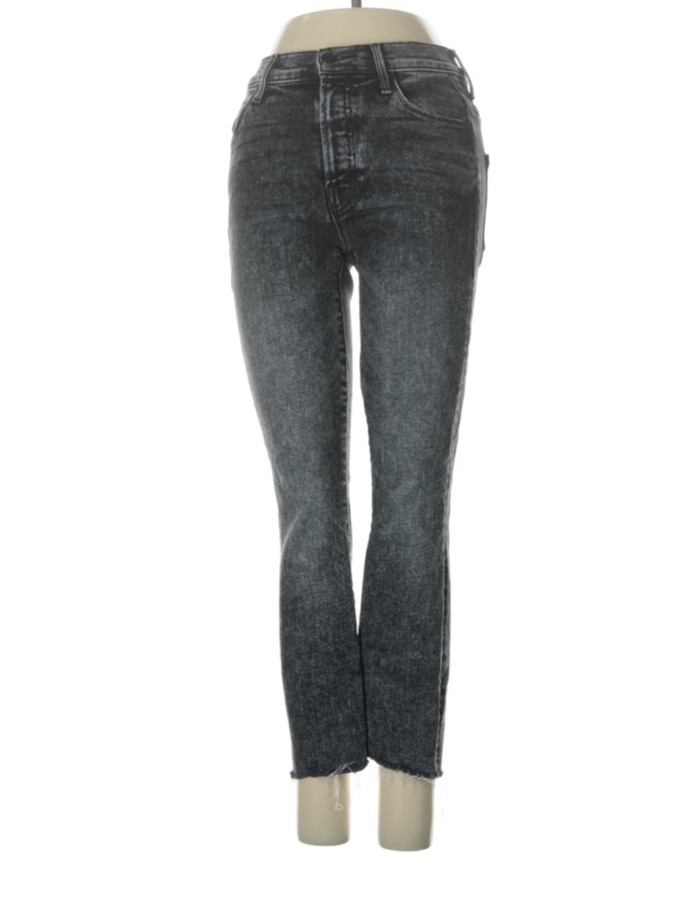 MOTHER The Stunner Jeans Train Stops Gray High Rise Slim Straight Crop 24 - Picture 2 of 7